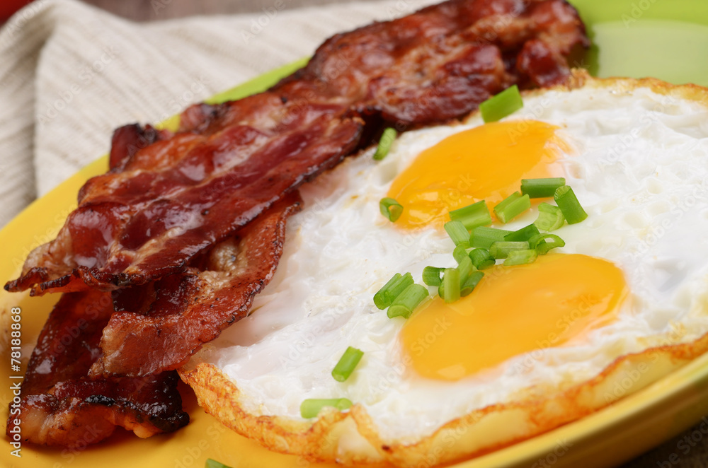 Fried eggs with bacon