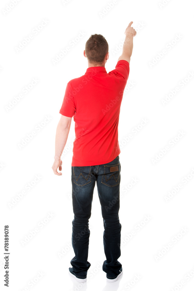 Excited man pointing Excited man pointing