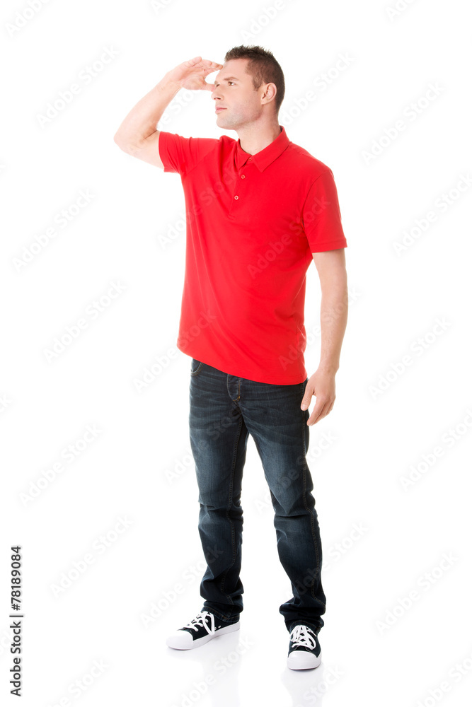 Handsome man looking away on copy space Handsome man looking away on copy space