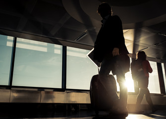 airport passengers silhouettes