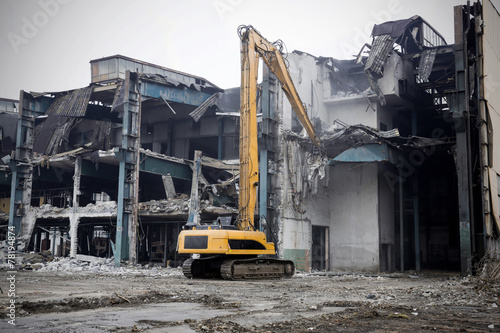 Demolition of the old factory building. Poland
