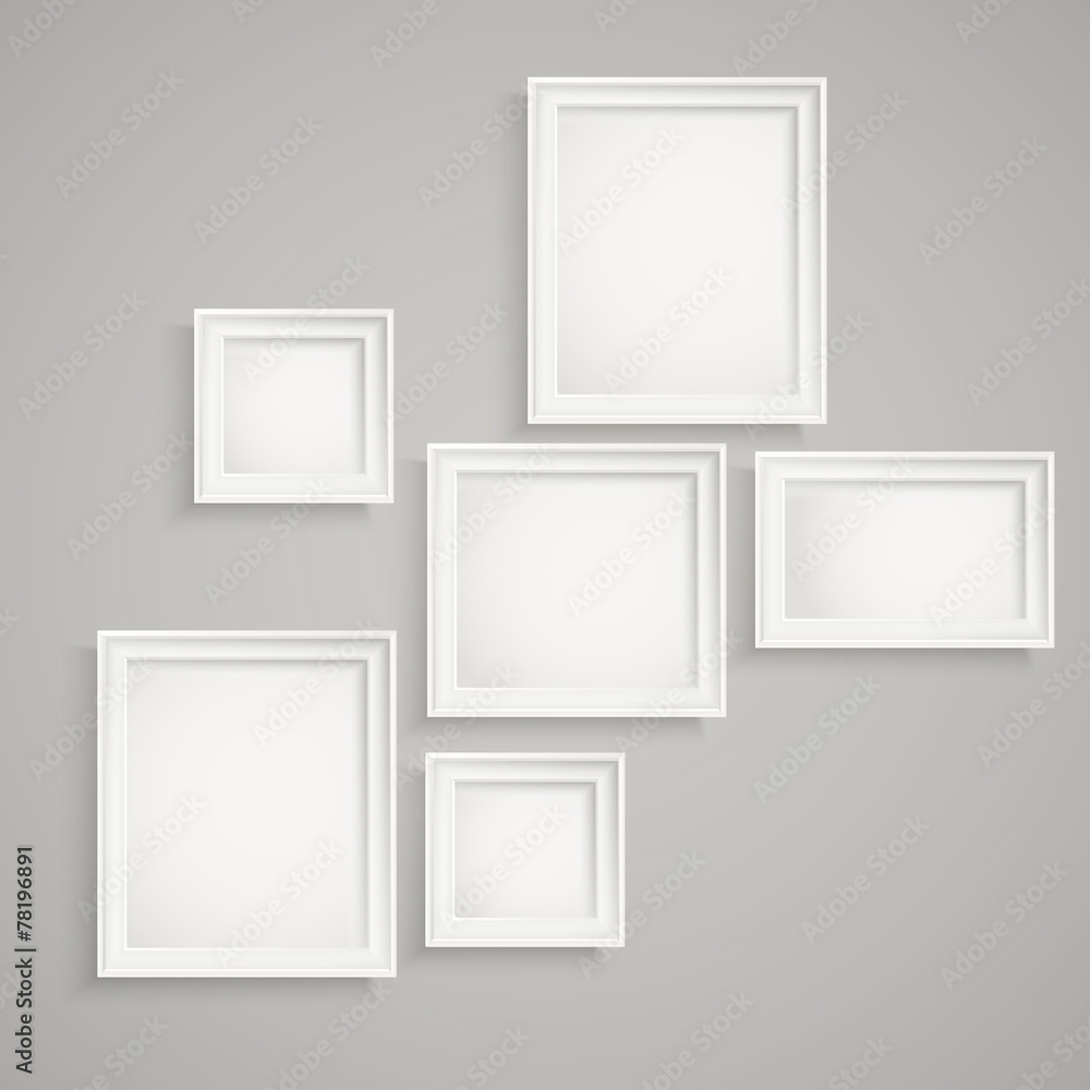 Different picture frames on the wall. Place your text Different picture frames on the wall. Place your text
