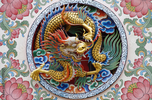 Dragon decoration of the Wat Thavorn Wararam in Kanchanaburi