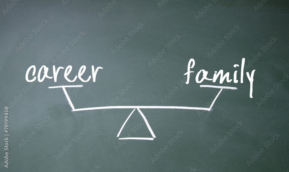 career and family balance sign on blackboard