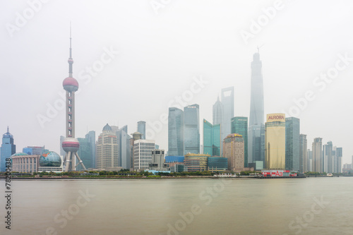 A foggy day in Pudong landmark, China