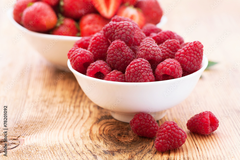 Berries, summer fruit on wooden table. Berries, summer fruit on wooden table.