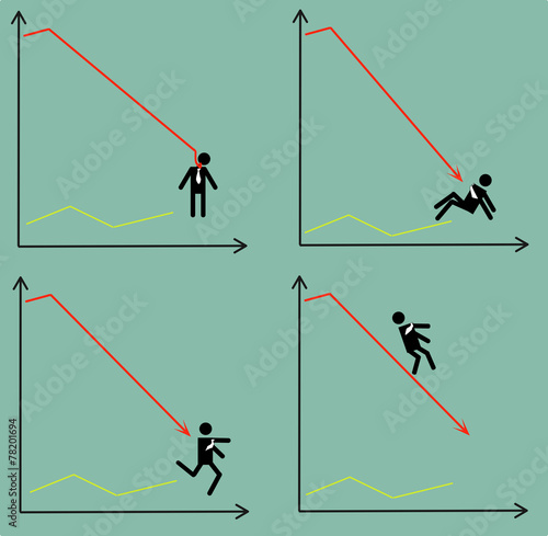man and drop graph when business fail