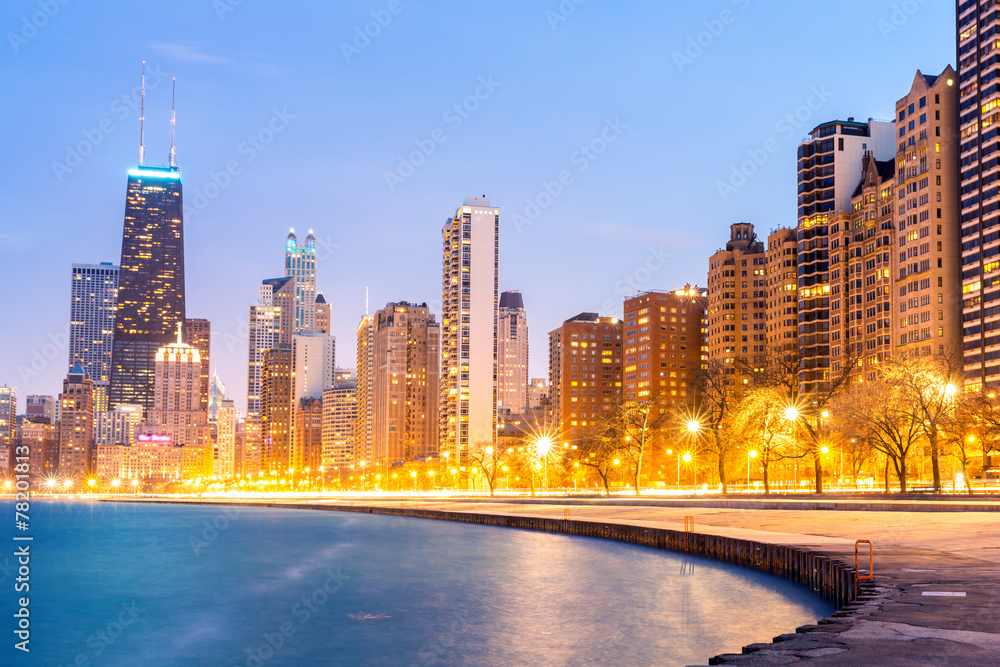 Obraz premium Chicago o zmierzchu