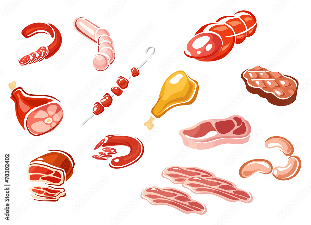 Cartooned sausage and meat products Cartooned sausage and meat products