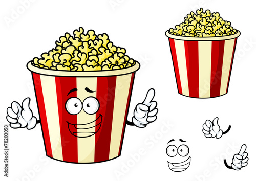 Cartoon funny striped box of popcorn