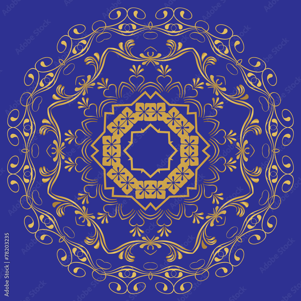 the abstract design of a circular pattern. Round Mandala.