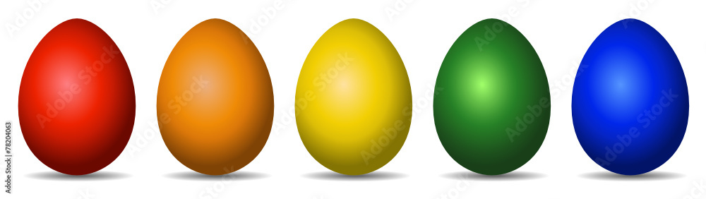 Colourful Easter Eggs red orange yellow green blue Colourful Easter Eggs red orange yellow green blue
