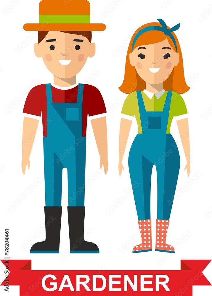 Vector illustration of gardener standing with his garden tool Vector illustration of gardener standing with his garden tool