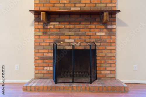 Old Brick Fireplace