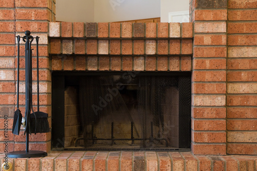 Red Brick Fireplace