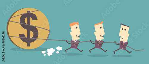 Three Business men pull dollar icon.vector file illustration eps