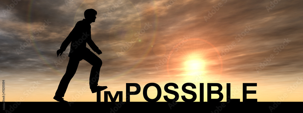 Naklejka premium Conceptual impossible concept with a man