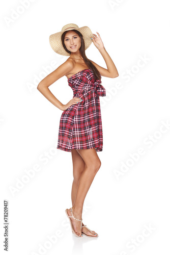 Happy young woman portrait in country style