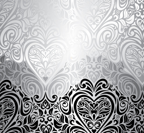 Classic black,white & silver vintage invitation background desig