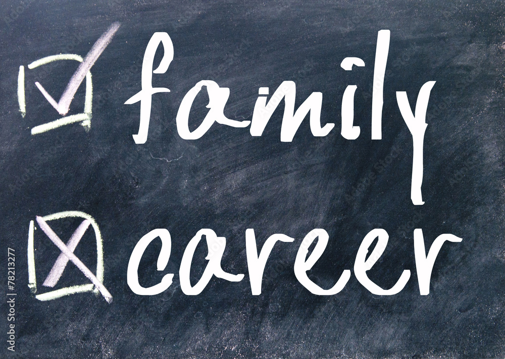 Fototapeta premium family or career choice on blackboard