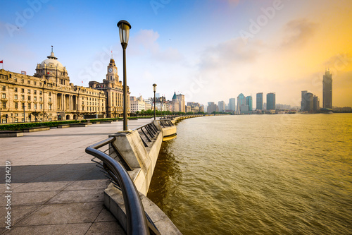 Shanghai,China Early Morning Cityscape in the Bund photo