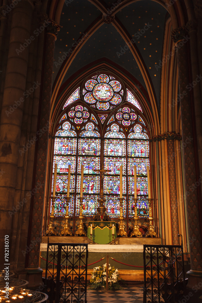 Kathedrale Notre-Dame in Paris - Blick auf ein Seitenfenster