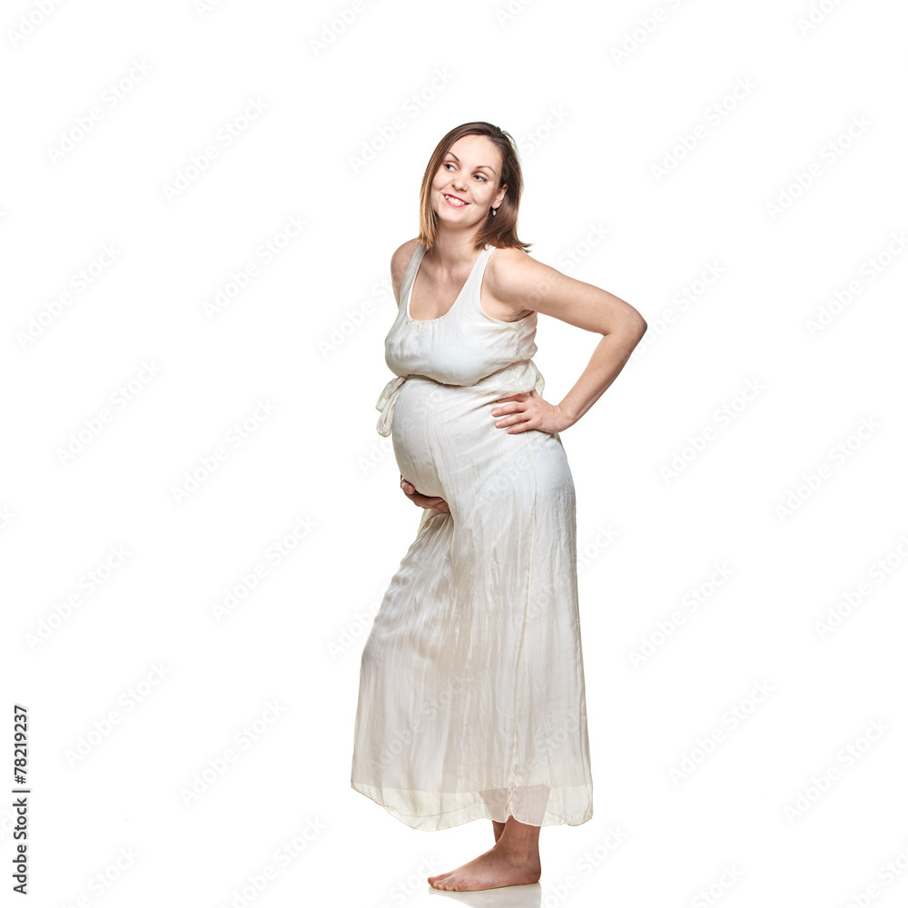 pregnant woman isolated on a  white background