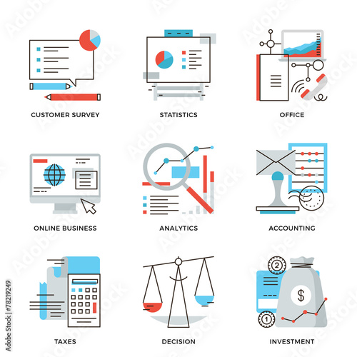 Business and finance accounting line icons set