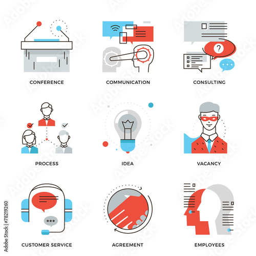 Corporate occupation elements line icons set