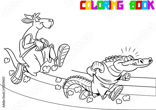 kangaroo and crocodile on the treadmill