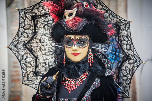 Venice, Italy - February 13, 2015: A wonderful mask participant 