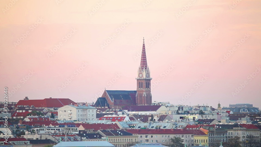 Vienna aerial view in the evening at sunset Vienna aerial view in the evening at sunset