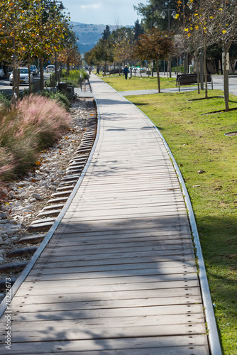 Walking lane on rails at first station in Jerusalem photo