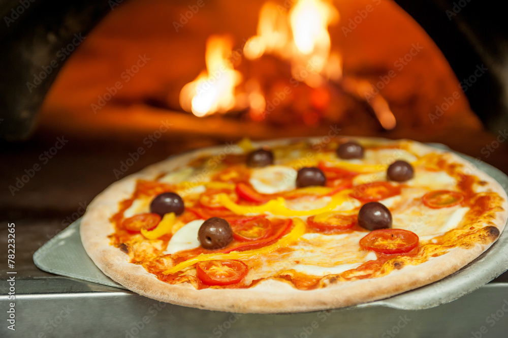 Pizza Cotta nel Forno a Legna Stock Photo | Adobe Stock