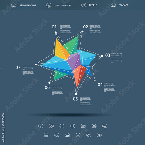 Low polygonal abstract shape infographics or single page website