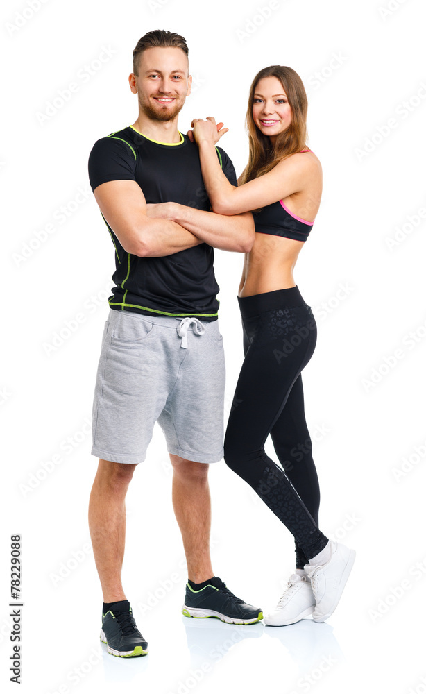 Sport couple - man and woman after fitness exercise Sport couple - man and woman after fitness exercise