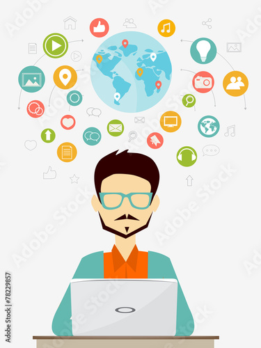 social network flat concept