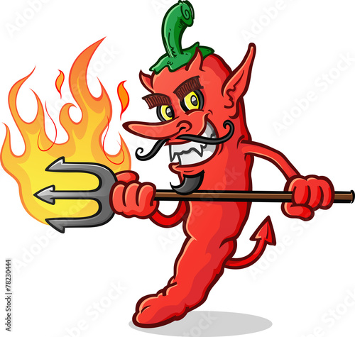 Hot Chili Pepper Devil Cartoon Character Stab