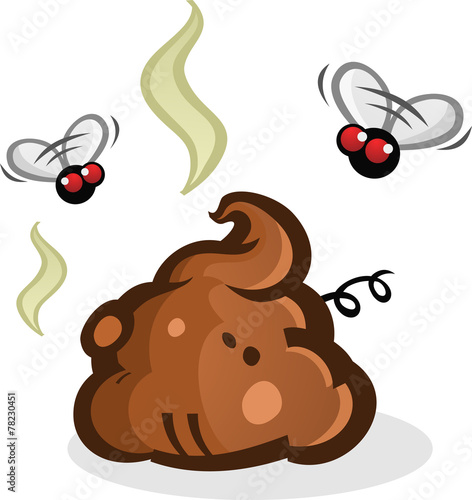 Stinky Poop Pile with Flies Cartoon