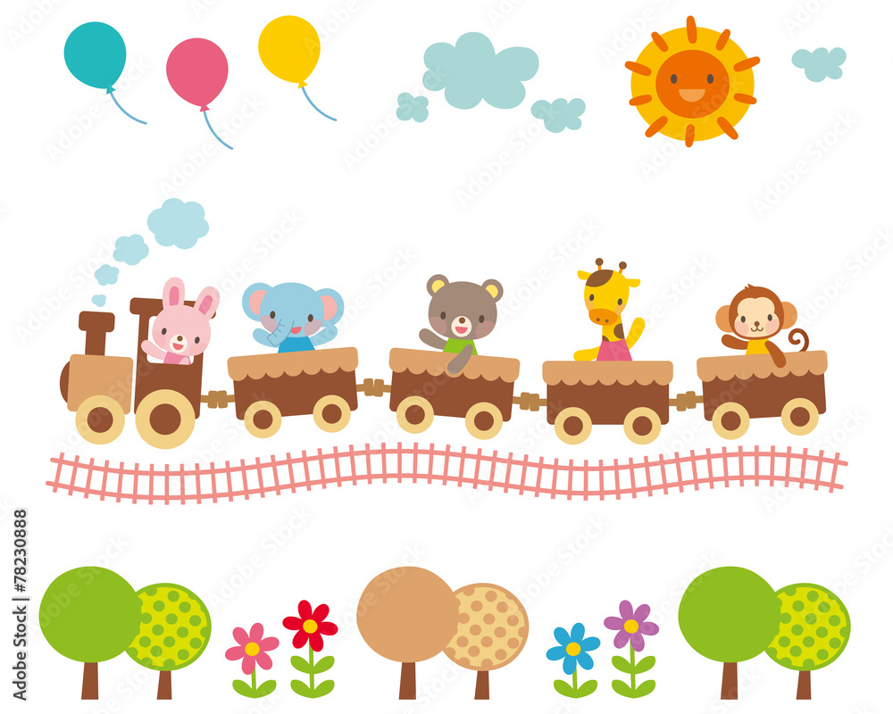子供向け素材 汽車に乗る動物たち Stock イラスト Adobe Stock 子供向け素材 汽車に乗る動物たち Stock イラスト Adobe Stock