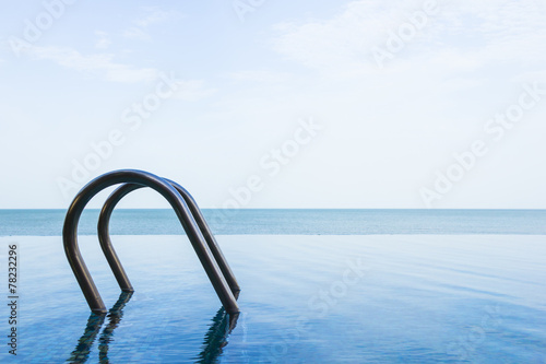Sea view of infinity swimming pool with sky