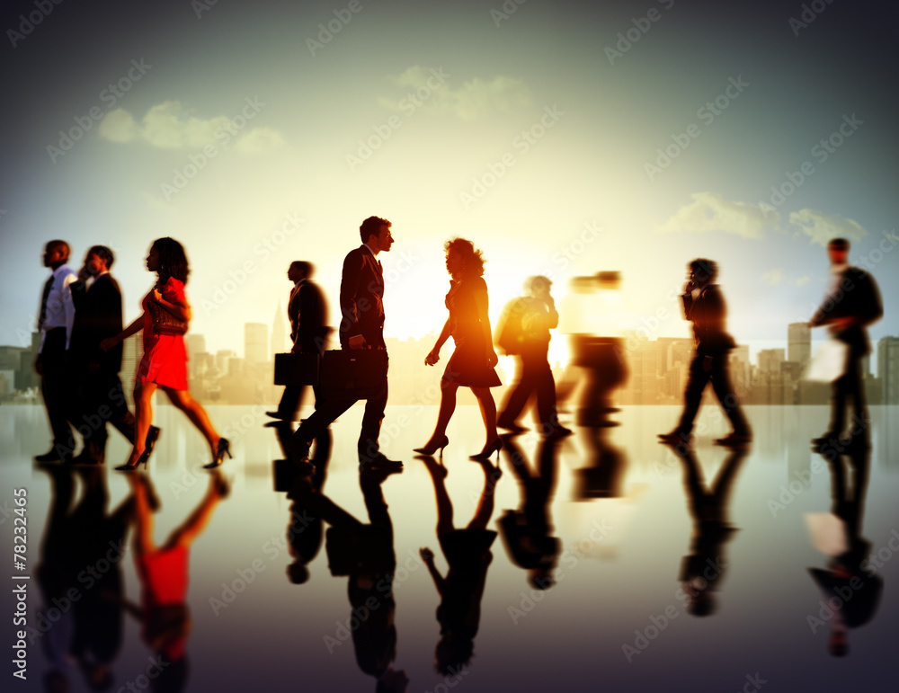 Obraz premium Business People Commuter Corporate Cityscape Pedestrian Concept