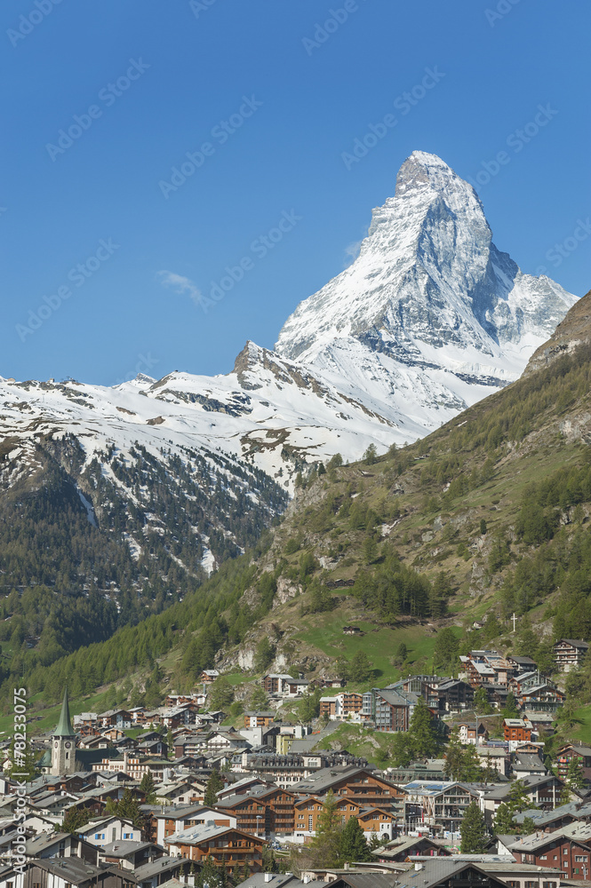 Stunning Landscape of Mountain Matterhorn and Zermatt, Swiss