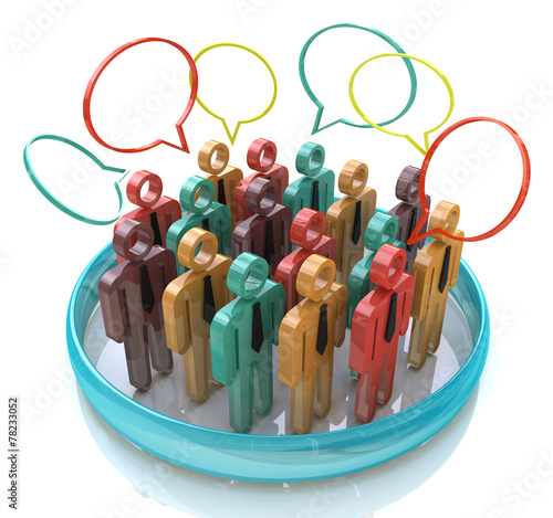 Inner circle business people talk meet in a social media network