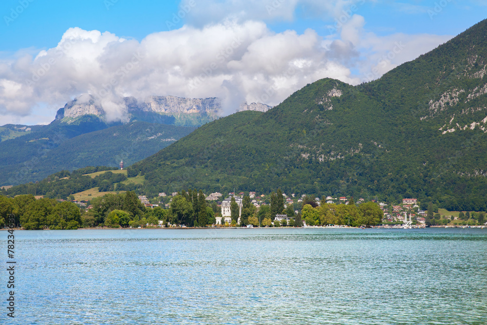Mountains at Annecy's lake in French Alps