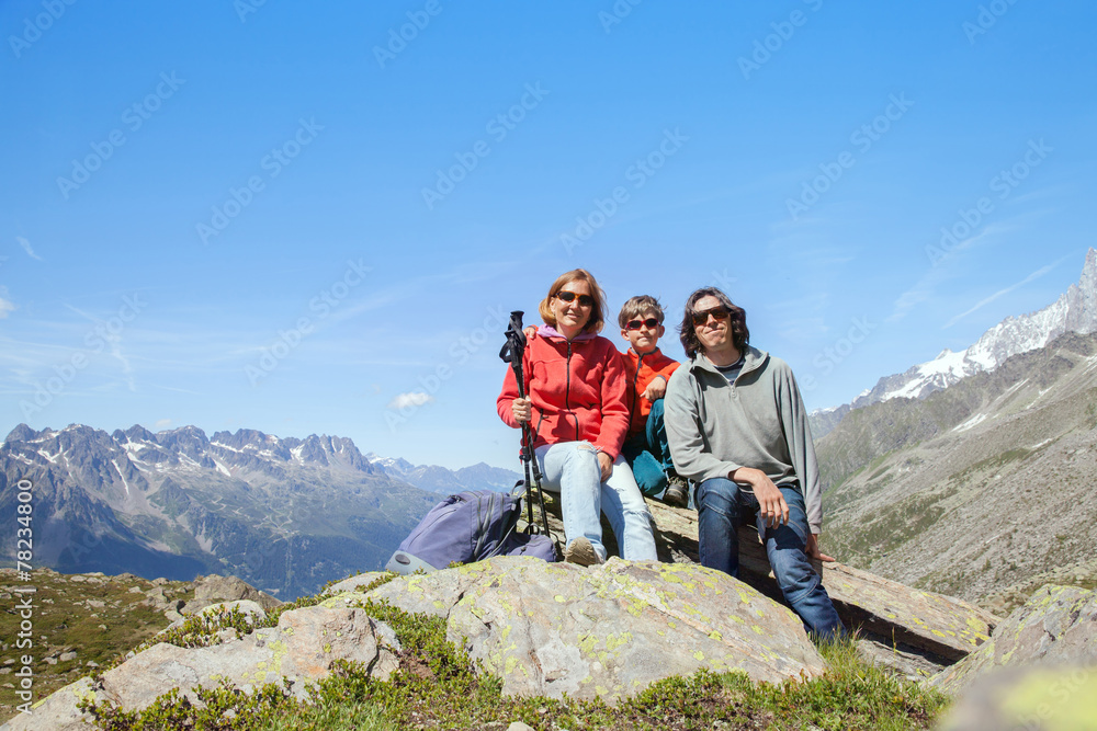 family in the mountains