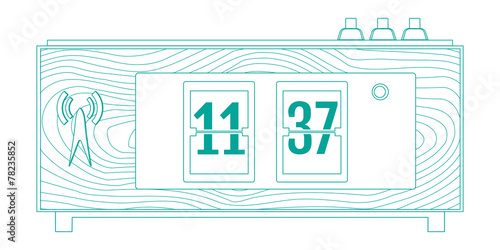 illustration of wooden flip clocks, line icon