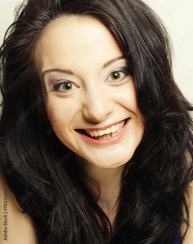close up portrait smiling brunette close up portrait smiling brunette