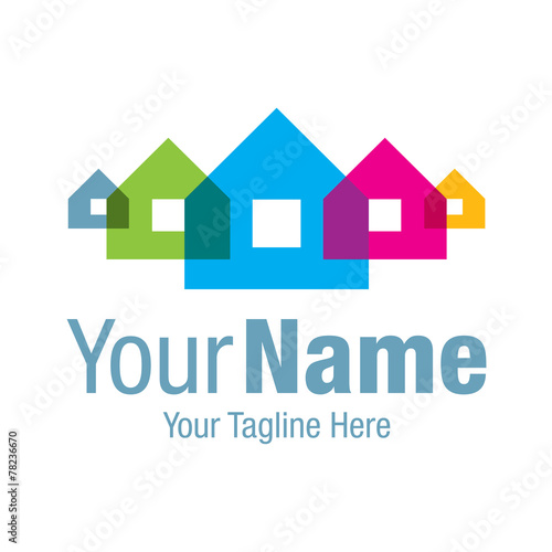 Colorful online mobile app house simple business icon logo
