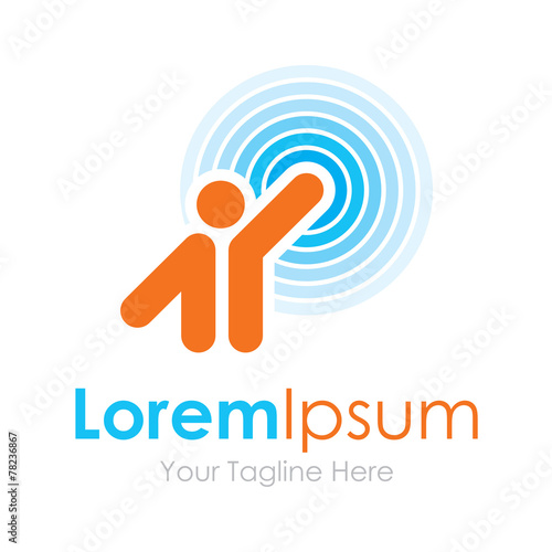 Man emitting radio vibrations simple business icon logo